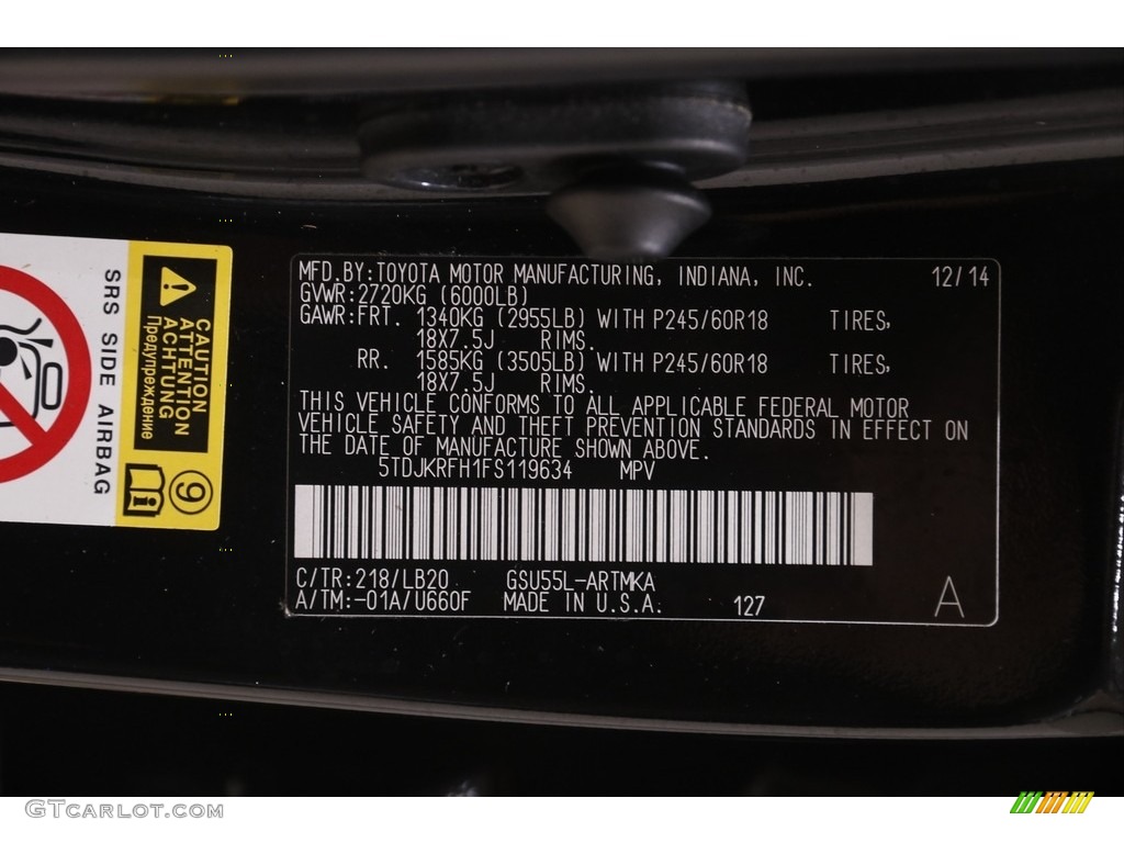 2015 Highlander XLE AWD - Attitude Black Metallic / Black photo #23