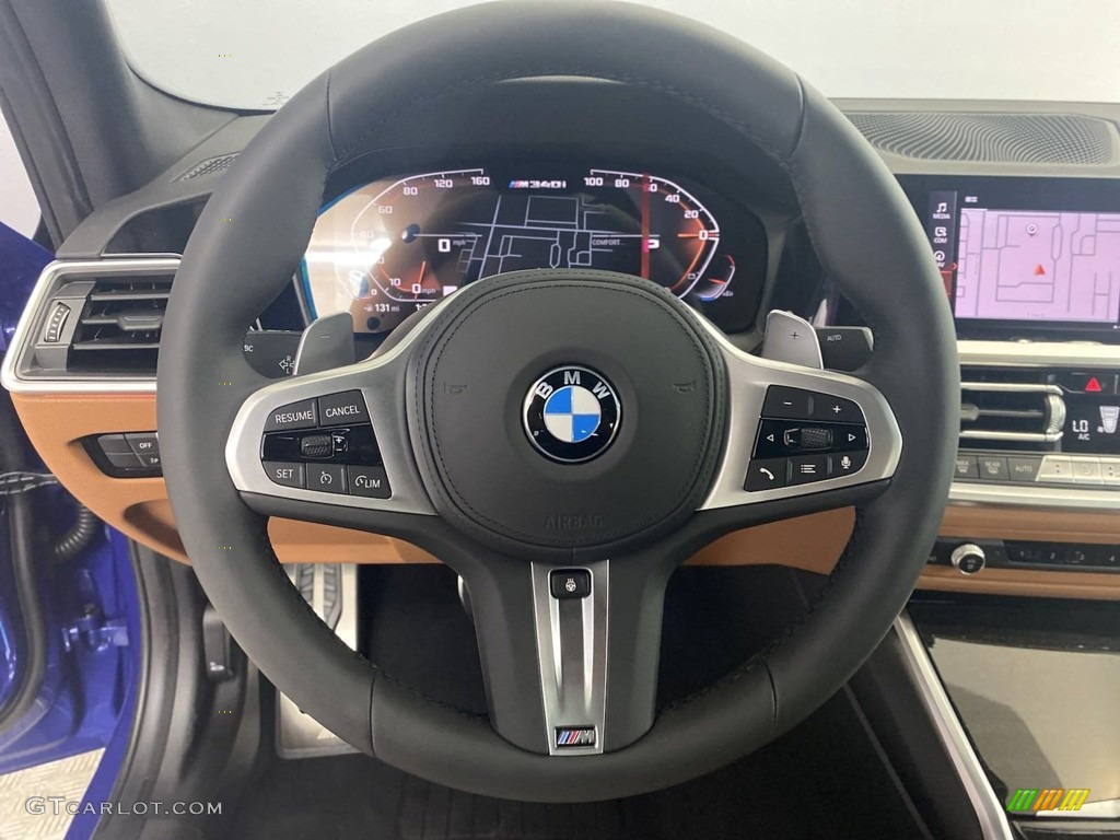2022 BMW 3 Series M340i Sedan Cognac Steering Wheel Photo #144571624