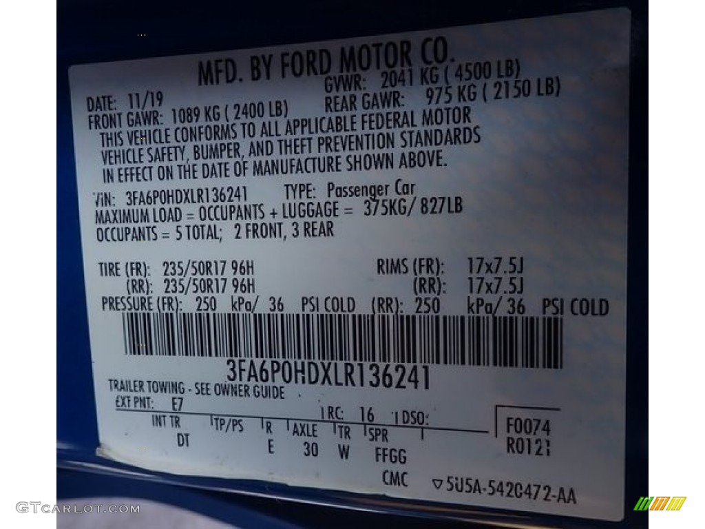 2020 Fusion Color Code E7 for Velocity Blue Photo #144573205
