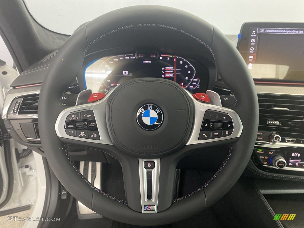 2022 BMW M5 Competition Black Steering Wheel Photo #144576199