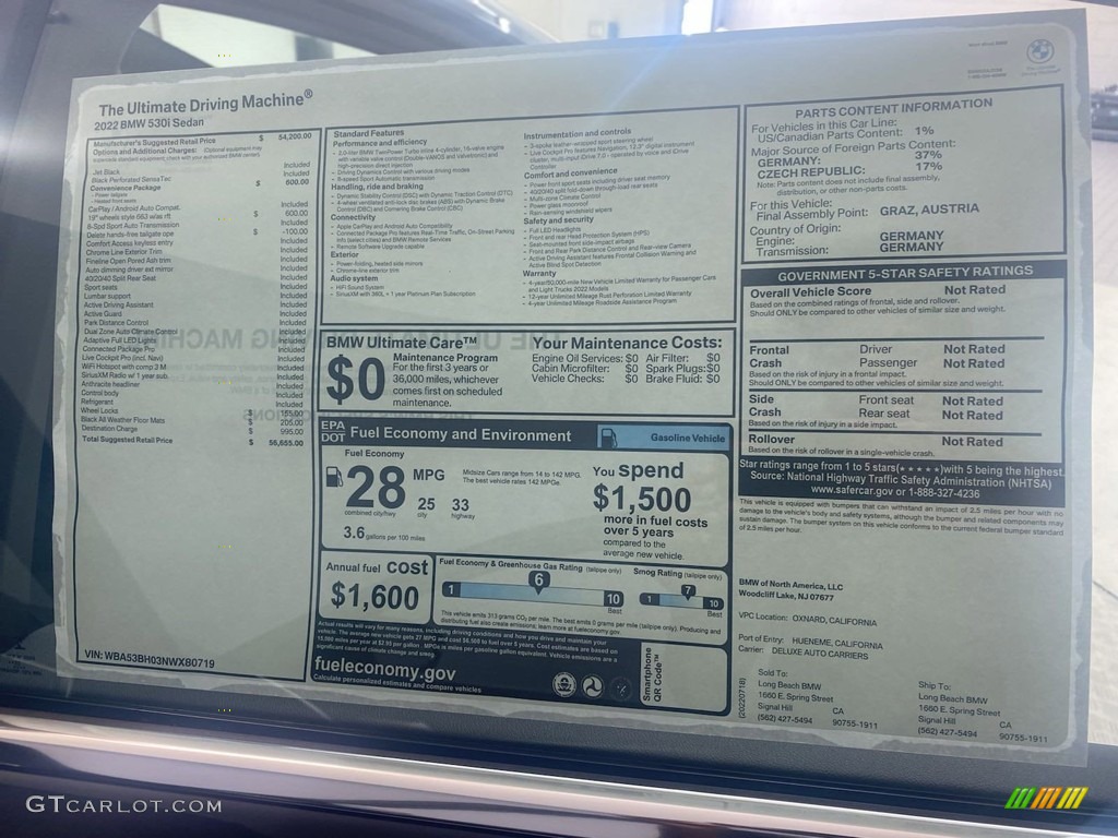 2022 5 Series 530i Sedan - Jet Black / Black photo #25