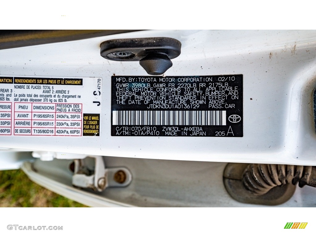 2010 Prius Hybrid II - Blizzard White Pearl / Dark Gray photo #23