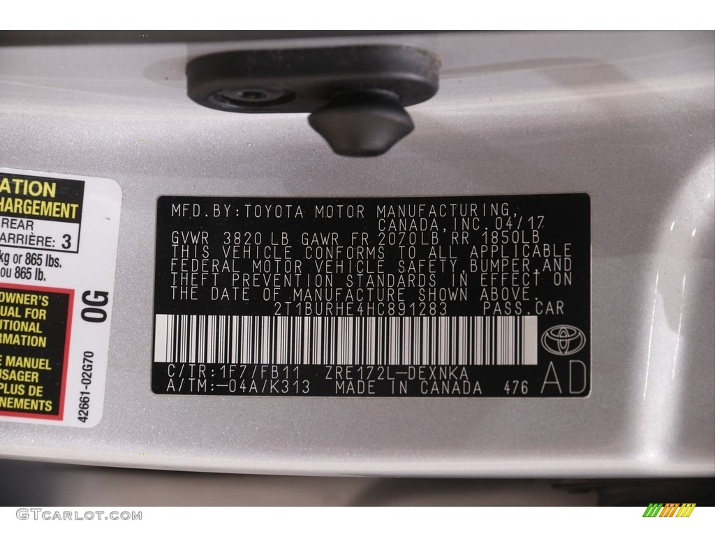 2017 Corolla LE - Classic Silver Metalic / Ash Gray photo #19