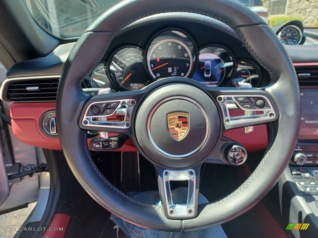 2017 Porsche 911 Turbo Coupe Bordeaux Red Steering Wheel Photo #144619052