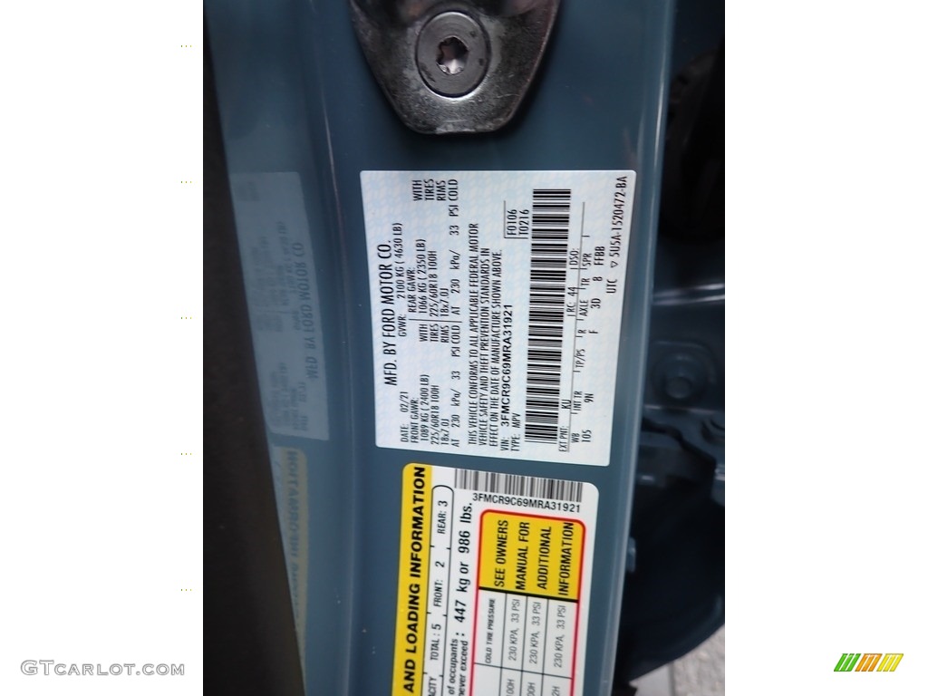 2021 Bronco Sport Color Code KU for Area 51 Photo #144620764