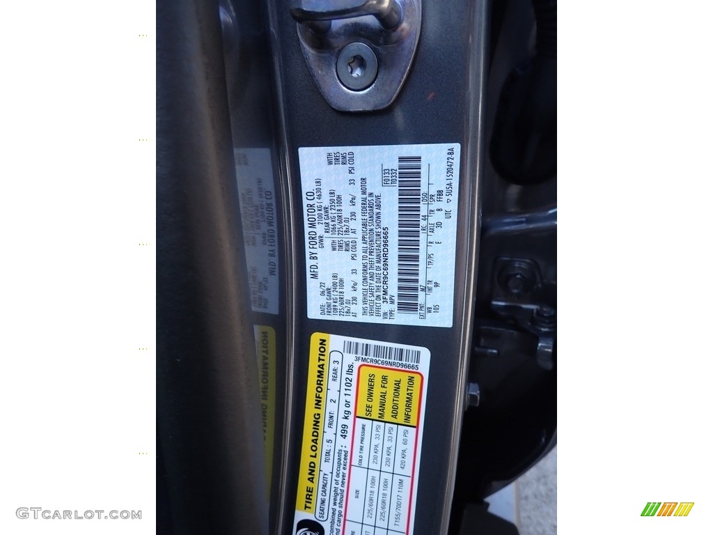 2022 Bronco Sport Color Code M7 for Carbonized Gray Metallic Photo #144621532