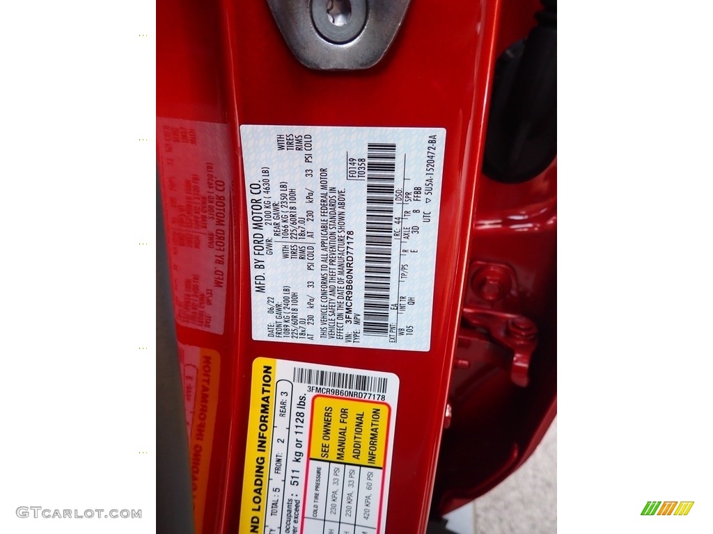 2022 Bronco Sport Color Code EA for Hot Pepper Red Photo #144621916