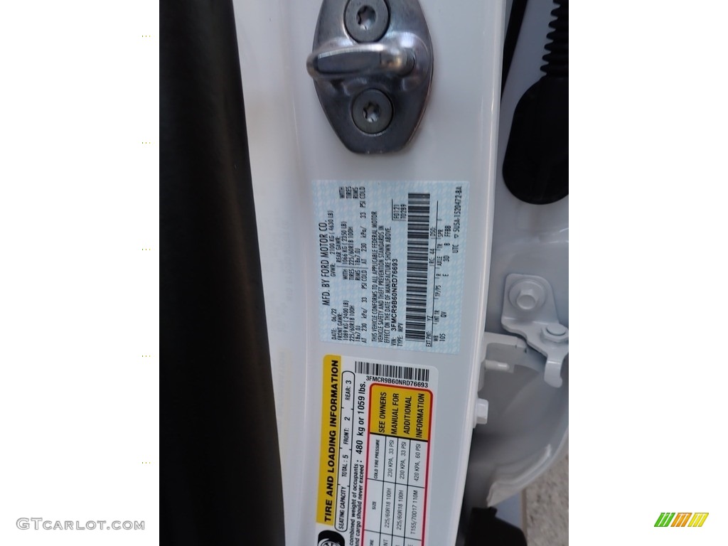 2022 Bronco Sport Color Code YZ for Oxford White Photo #144622270