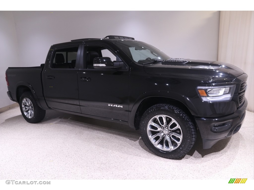 2020 1500 Laramie Crew Cab 4x4 - Diamond Black Crystal Pearl / Black photo #1
