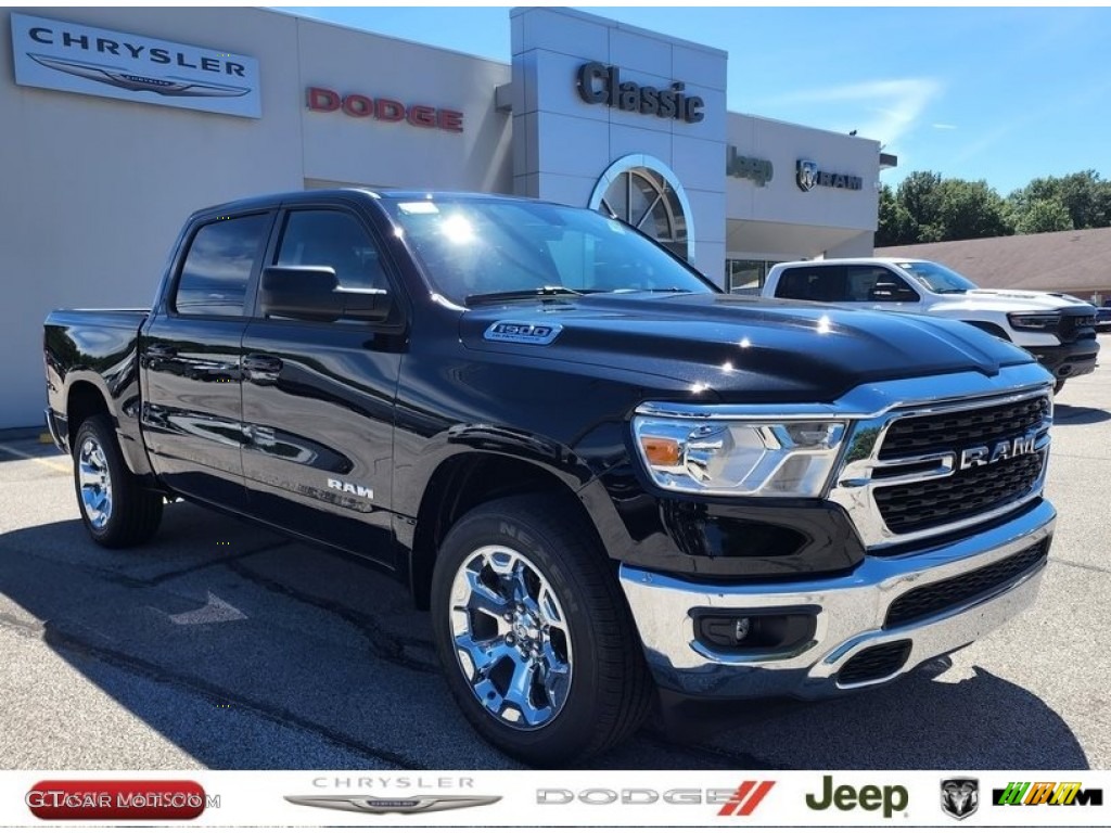 2022 1500 Big Horn Crew Cab 4x4 - Diamond Black Crystal Pearl / Black/Diesel Gray photo #1