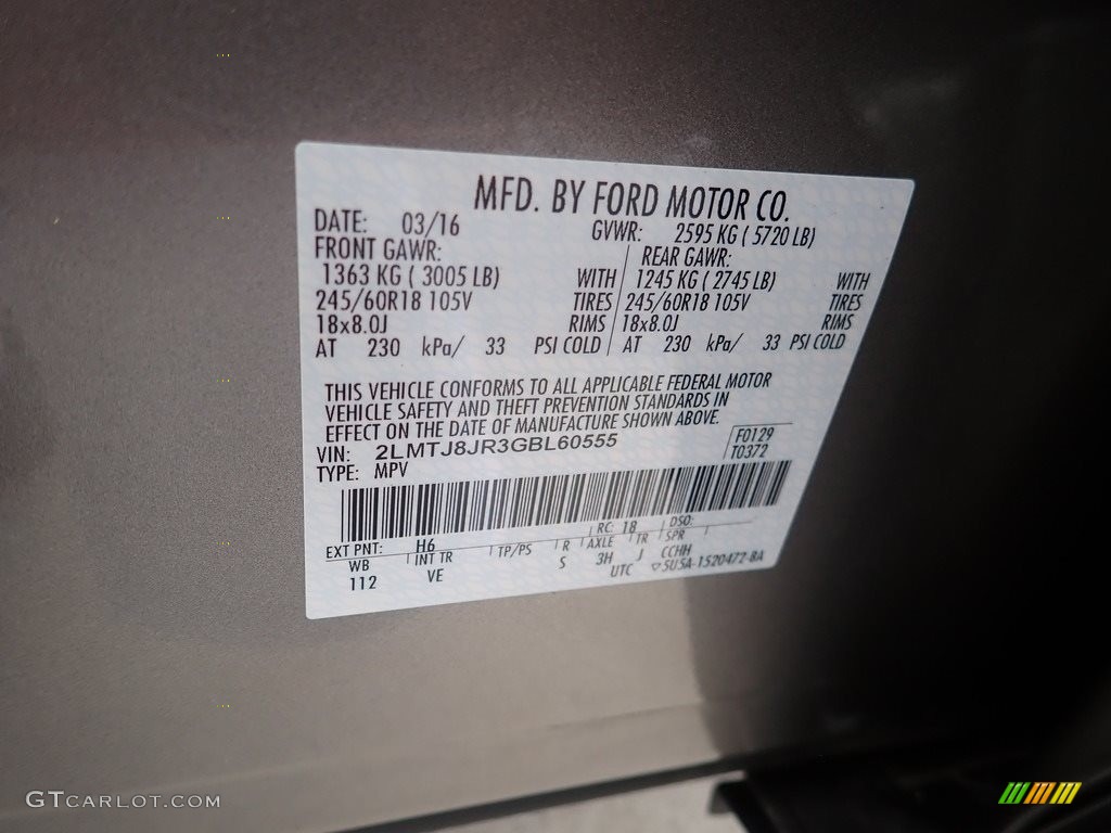 2016 MKX Color Code H6 for Luxe Metallic Photo #144630242