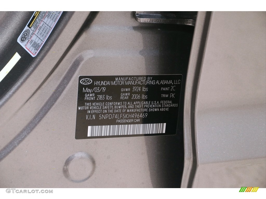 2019 Elantra SE - Machine Gray / Gray photo #21
