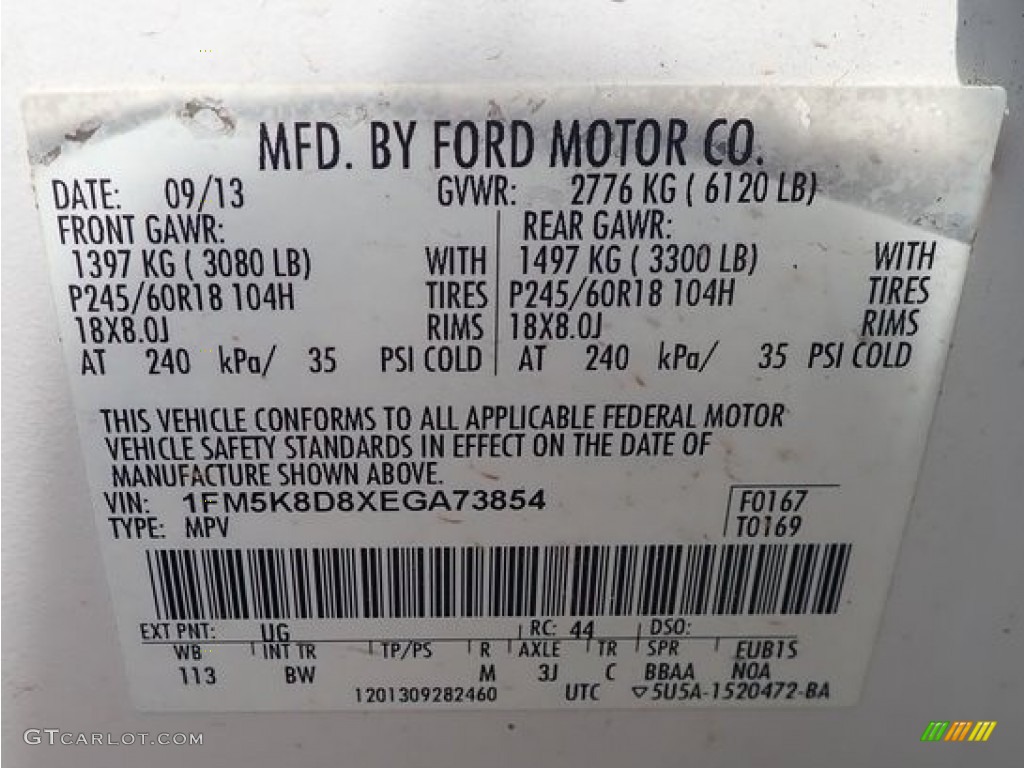 2014 Explorer XLT 4WD - Oxford White / Charcoal Black photo #47