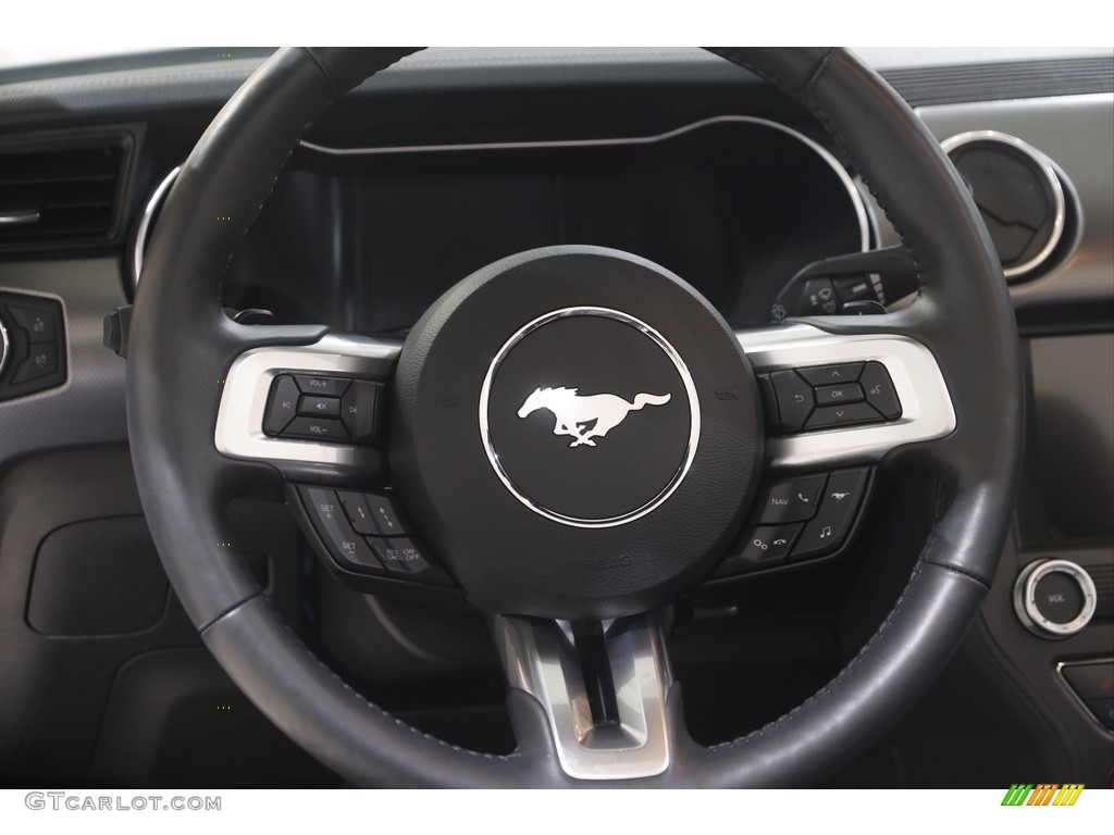 2021 Ford Mustang EcoBoost Premium Convertible Ebony Steering Wheel Photo #144637701