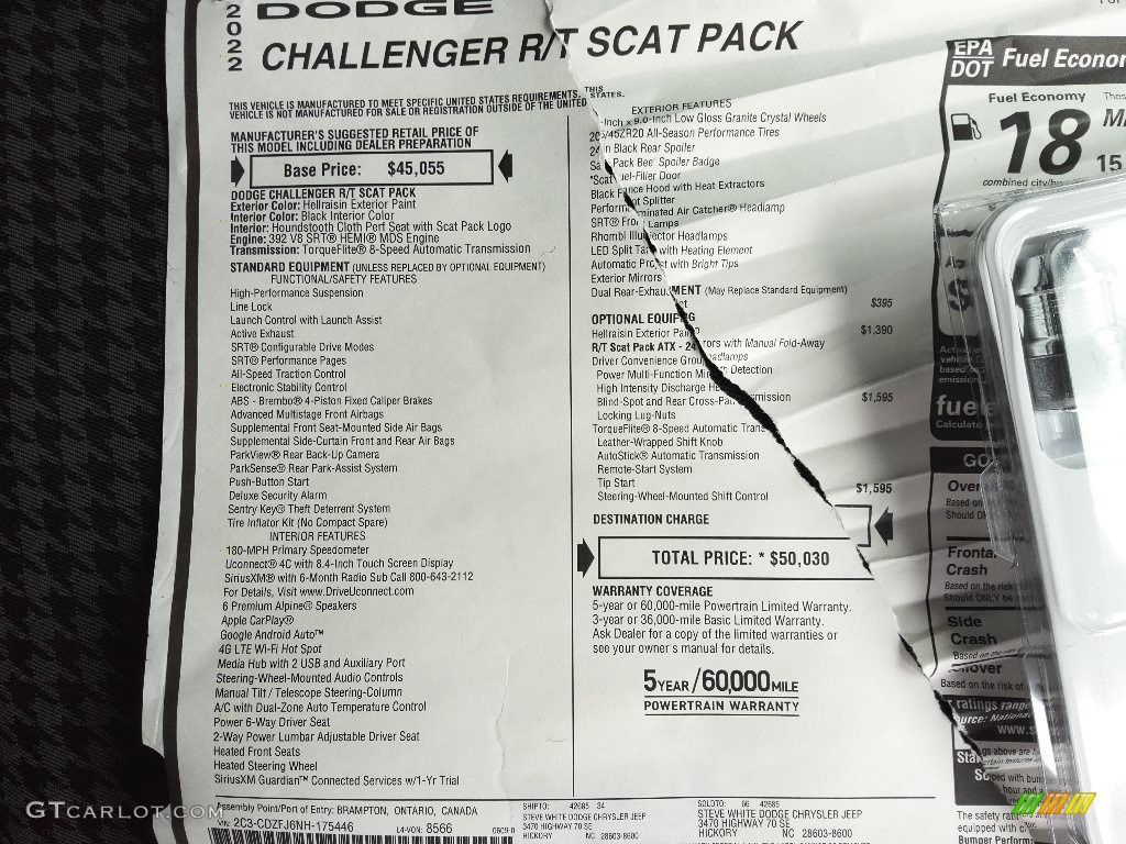 2022 Challenger R/T Scat Pack - Hellraisin / Black photo #27