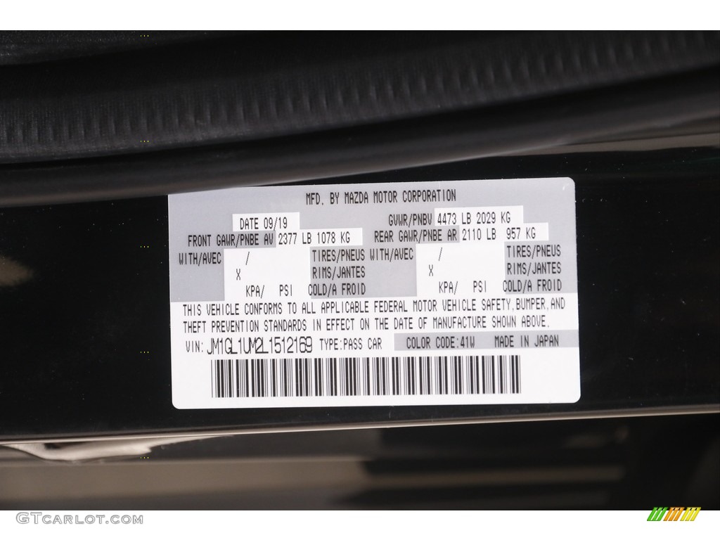 2020 Mazda6 Color Code 41W for Jet Black Mica Photo #144639375