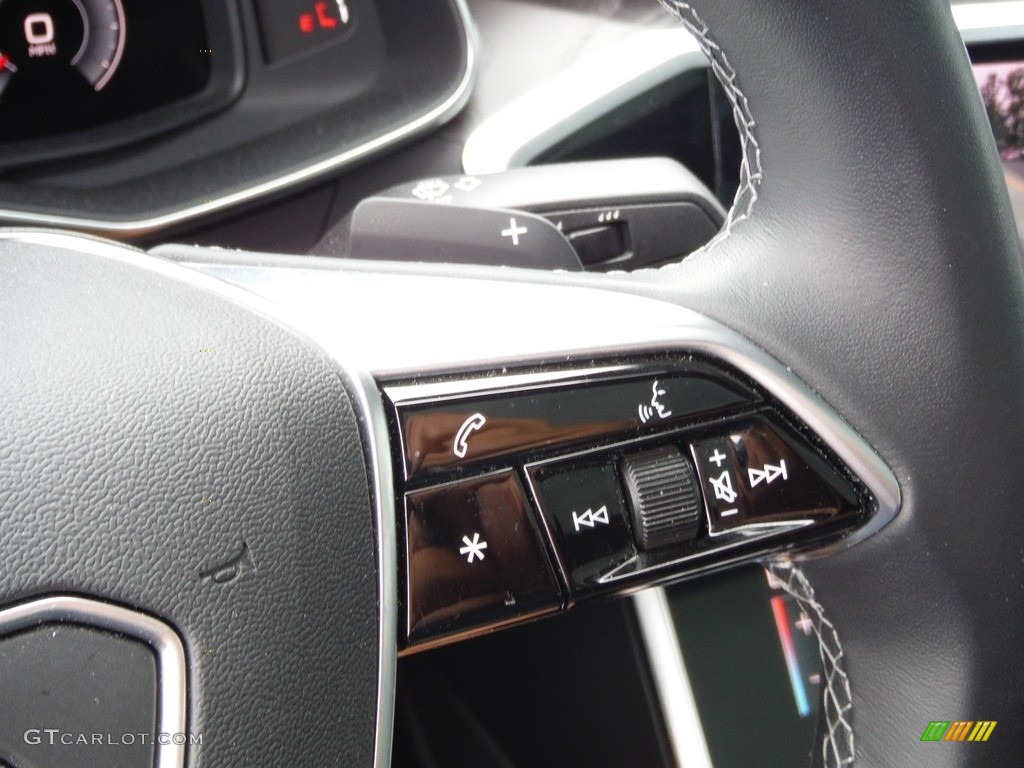 2021 Audi A6 55 Premium quattro Black Steering Wheel Photo #144639990