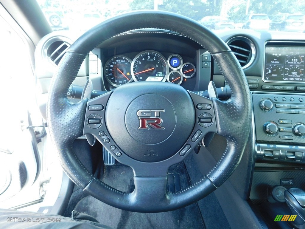 2014 Nissan GT-R Premium Black Leather/Synthetic Suede Steering Wheel Photo #144642326