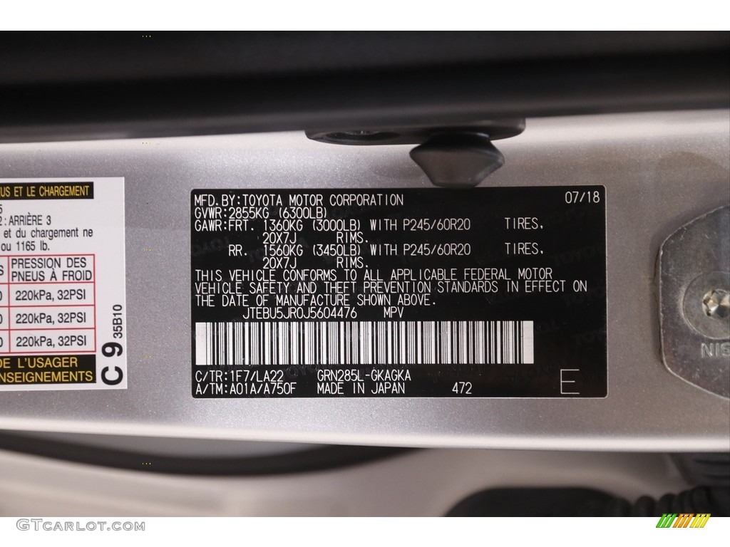 2018 4Runner Limited 4x4 - Classic Silver Metallic / Black photo #23