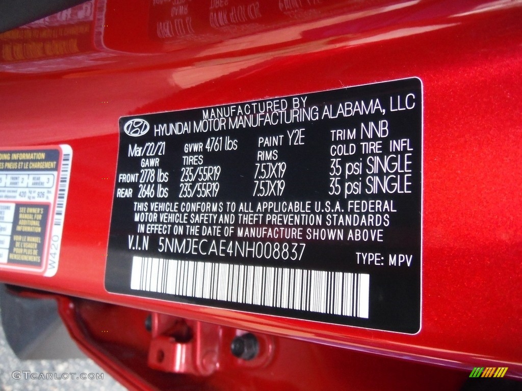 2022 Hyundai Tucson Limited AWD Color Code Photos