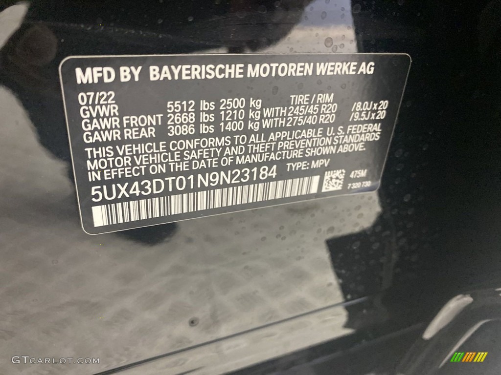 2022 BMW X4 M40i Color Code Photos