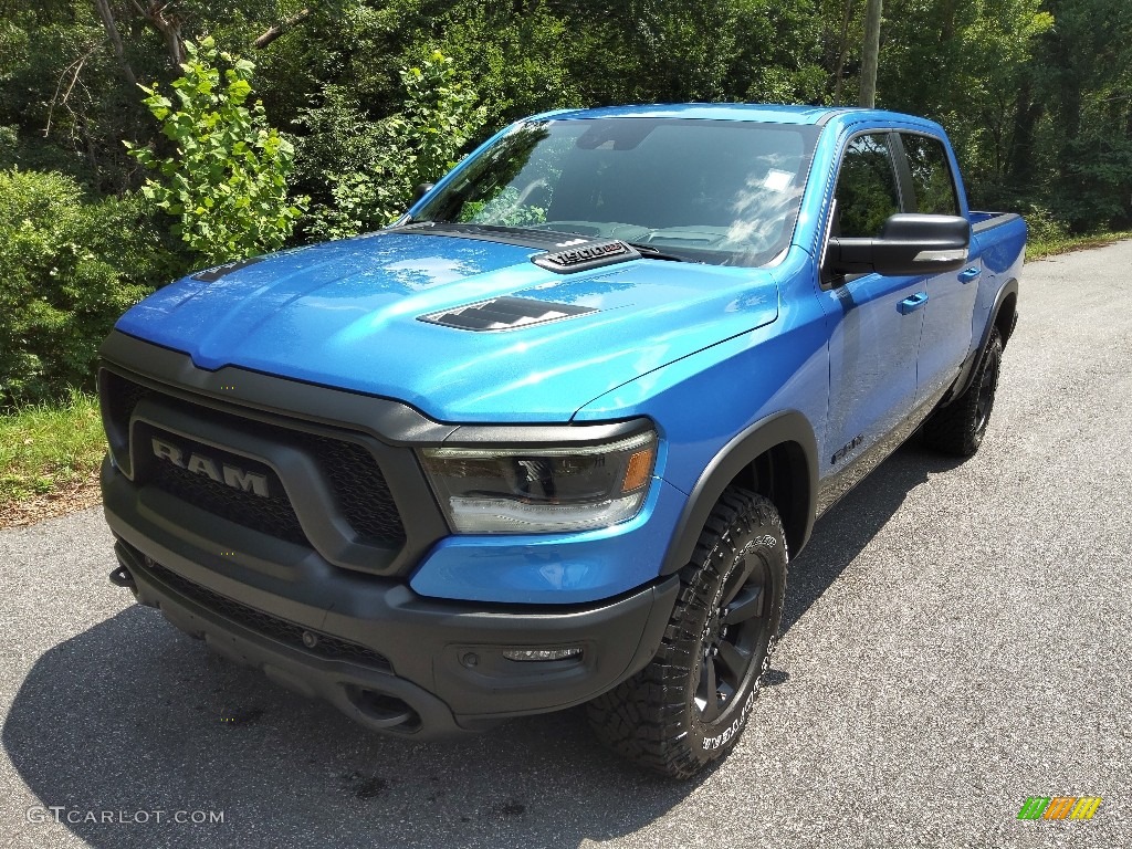 2022 1500 Rebel Crew Cab 4x4 - Hydro Blue Pearl / Black/Red photo #2