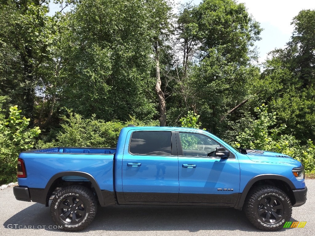 2022 1500 Rebel Crew Cab 4x4 - Hydro Blue Pearl / Black/Red photo #5