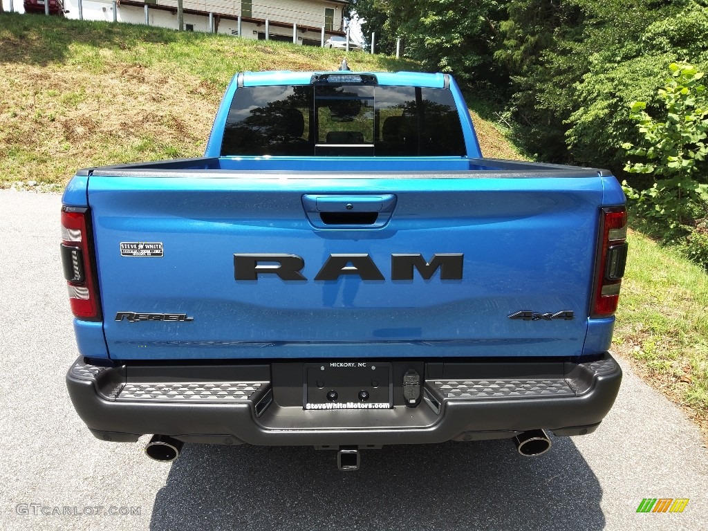 2022 1500 Rebel Crew Cab 4x4 - Hydro Blue Pearl / Black/Red photo #7