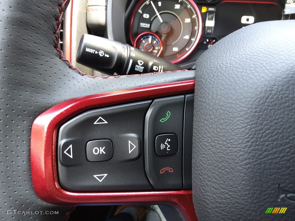 2022 Ram 1500 Rebel Crew Cab 4x4 Black/Red Steering Wheel Photo #144653614