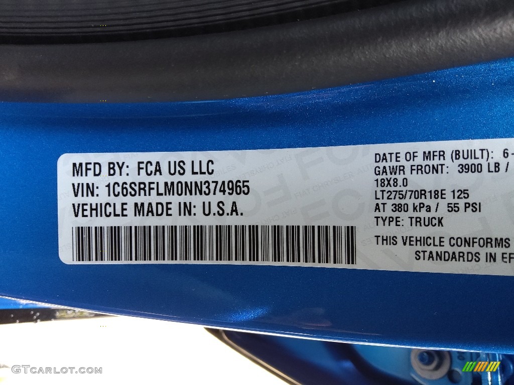 2022 1500 Rebel Crew Cab 4x4 - Hydro Blue Pearl / Black/Red photo #35