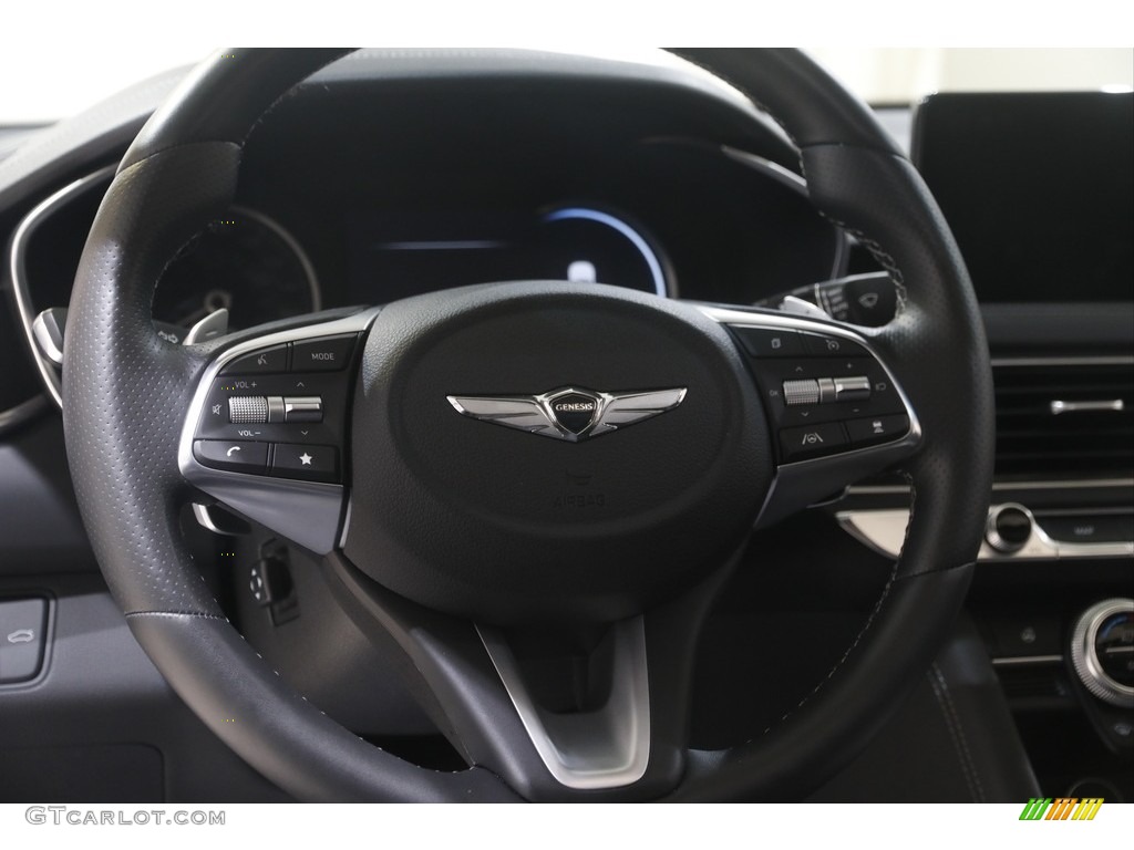 2022 Genesis G70 2.0T AWD Black Steering Wheel Photo #144658082