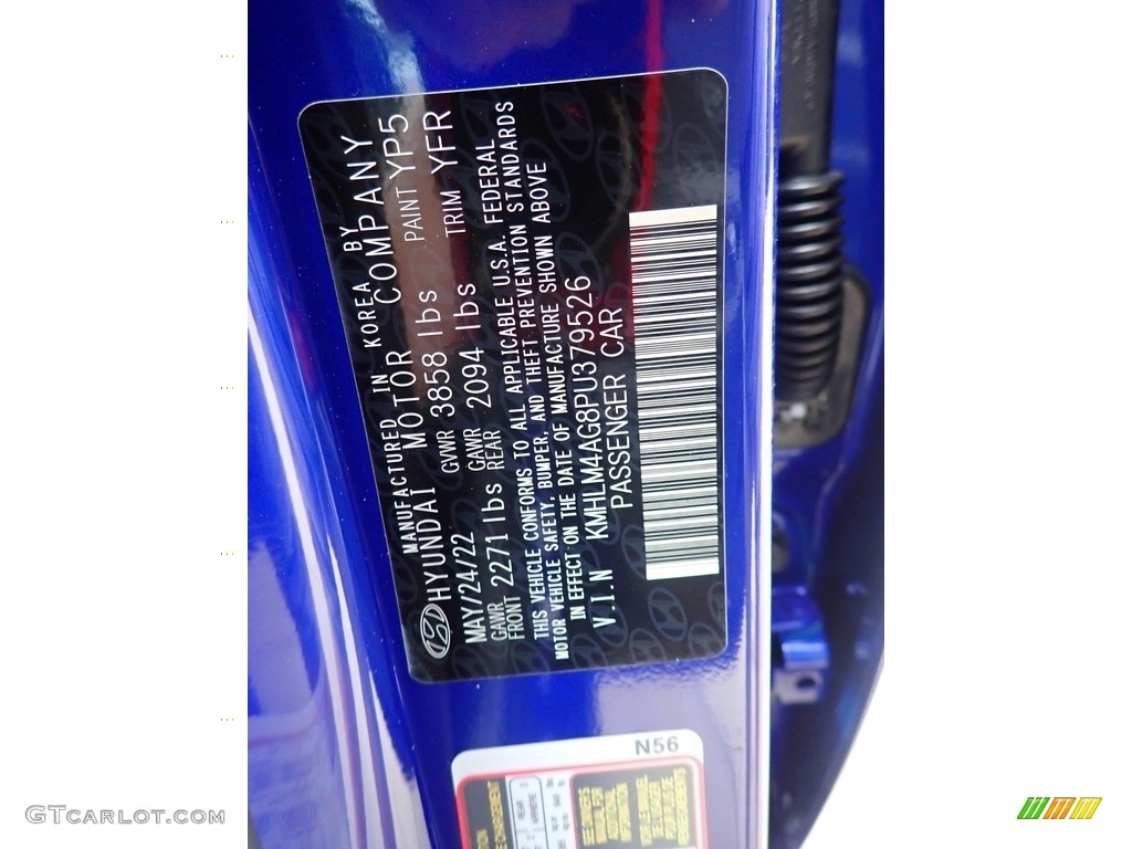 2023 Elantra Color Code YP5 for Intense Blue Photo #144660870