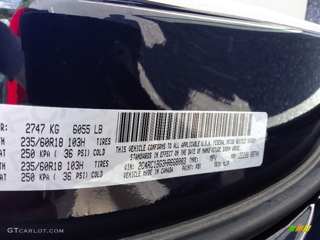 2017 Pacifica Touring L - Jazz Blue Pearl / Black/Alloy photo #40