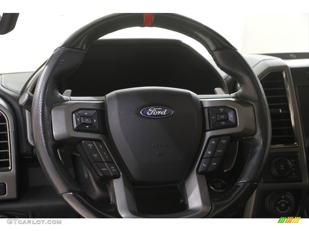 2019 Ford F150 SVT Raptor SuperCrew 4x4 Black Steering Wheel Photo #144685439