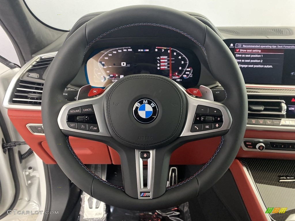 2022 BMW X6 M Competition Sakhir Orange/Black Steering Wheel Photo #144685677