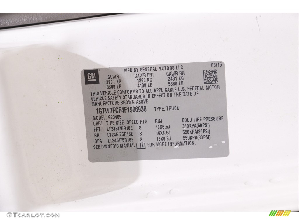 2015 Savana Van 2500 Cargo - Summit White / Medium Pewter photo #18