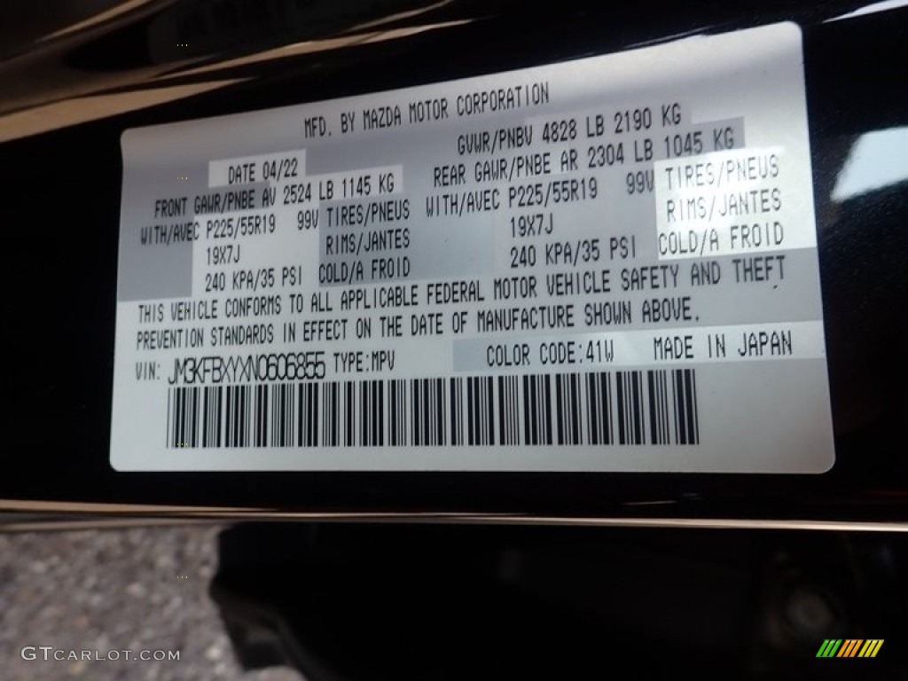 2022 CX-5 Color Code 41W for Jet Black Mica Photo #144691989