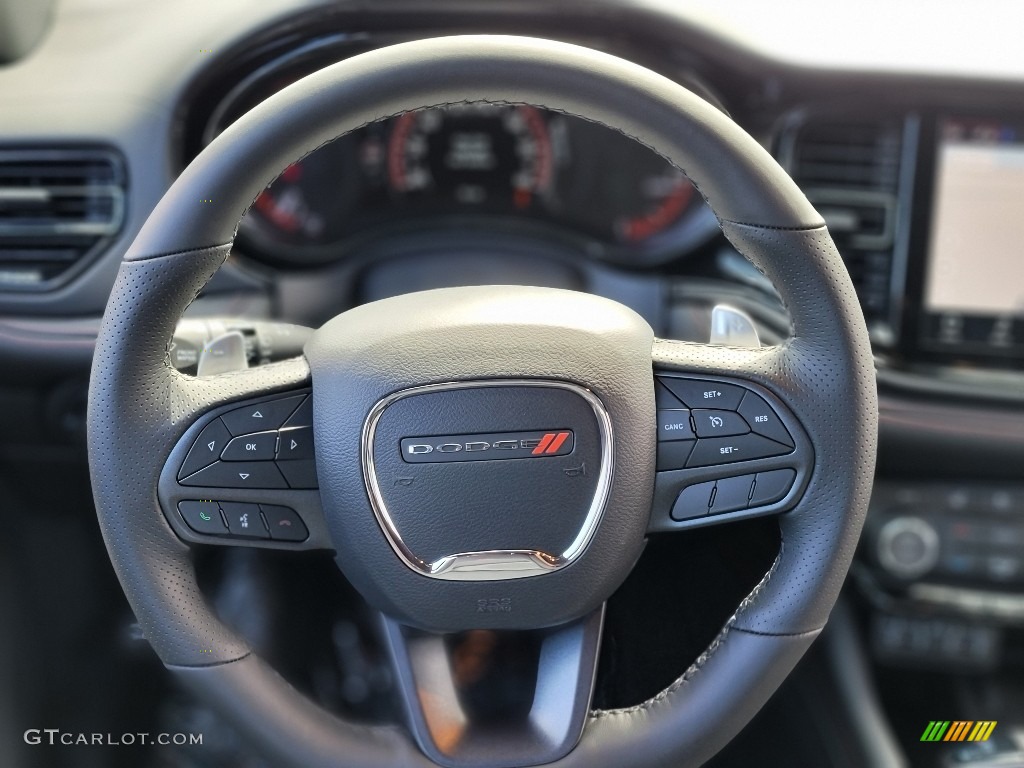 2022 Dodge Durango R/T Blacktop AWD Black Steering Wheel Photo #144693272