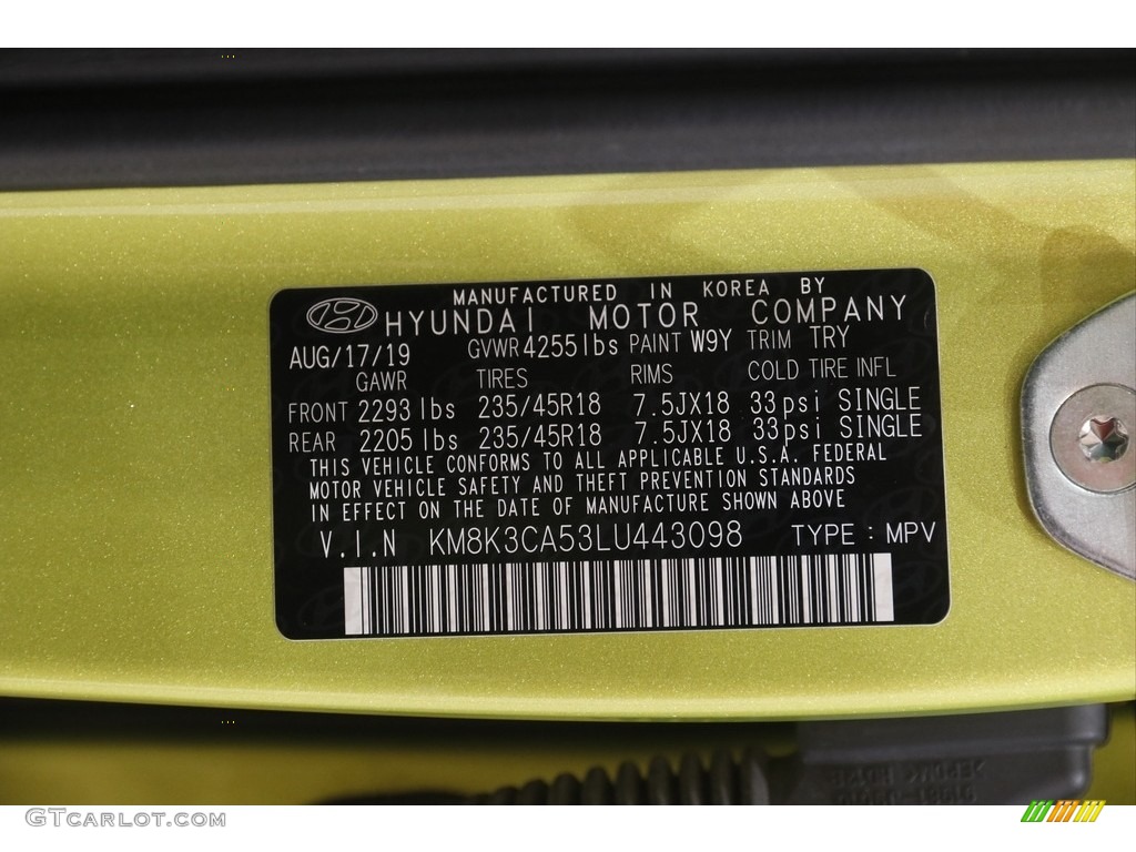 2020 Hyundai Kona Limited AWD Color Code Photos
