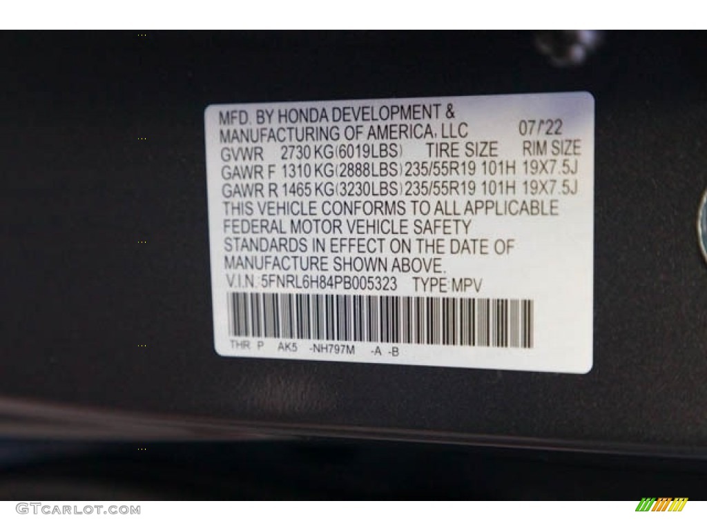 2023 Odyssey Color Code NH797M for Modern Steel Metallic Photo #144701559