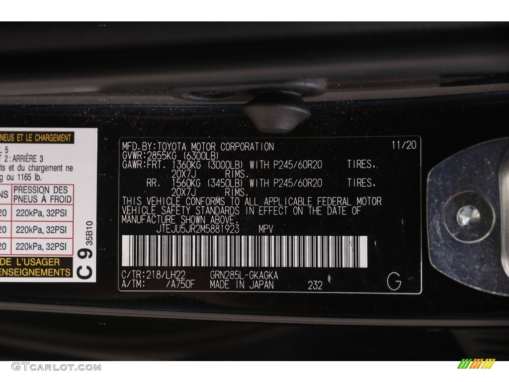 2021 4Runner Color Code 218 for Midnight Black Metallic Photo #144704733