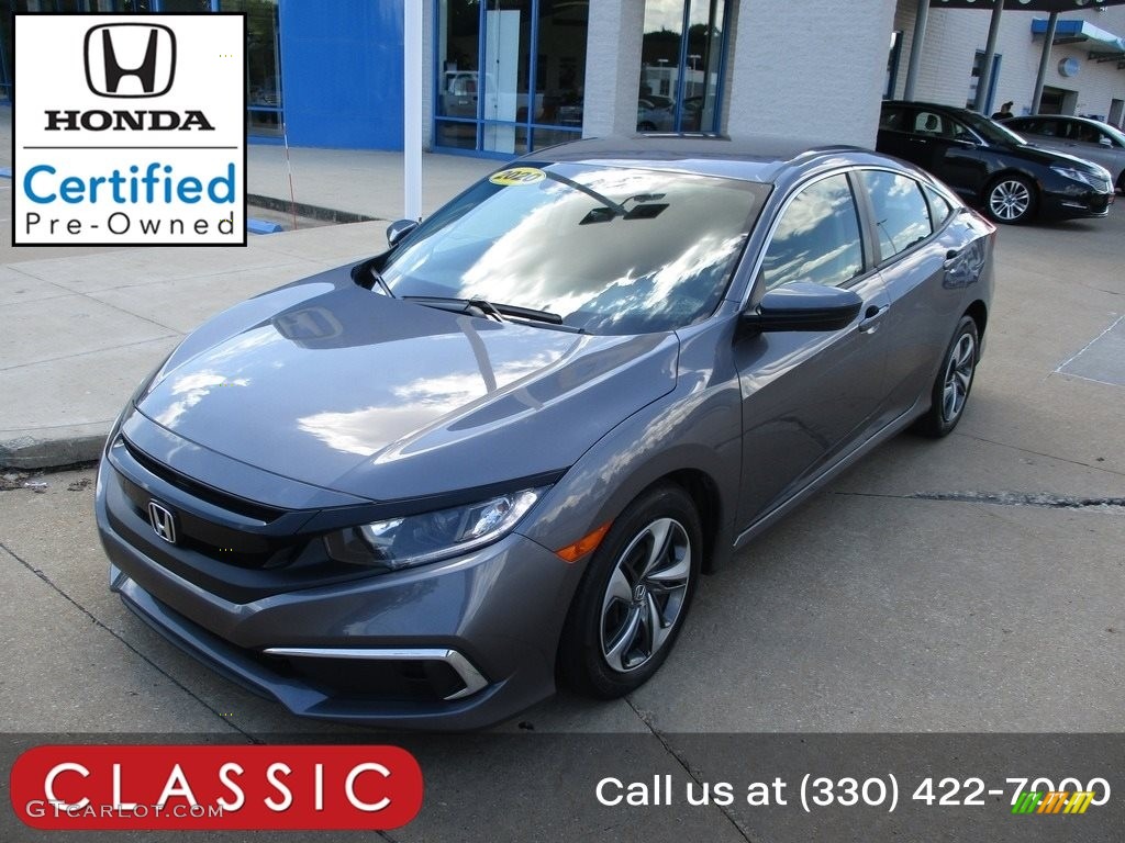 2020 Civic LX Sedan - Modern Steel Metallic / Black photo #1