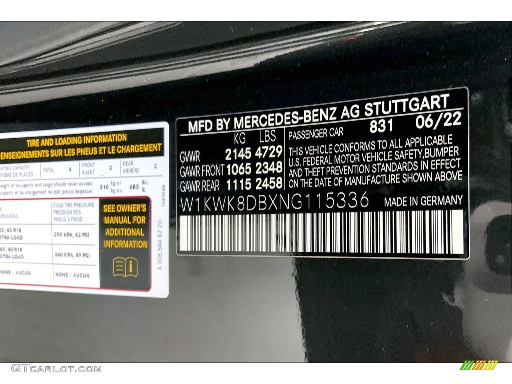 2022 C Color Code 831 for Graphite Gray Metallic Photo #144712840