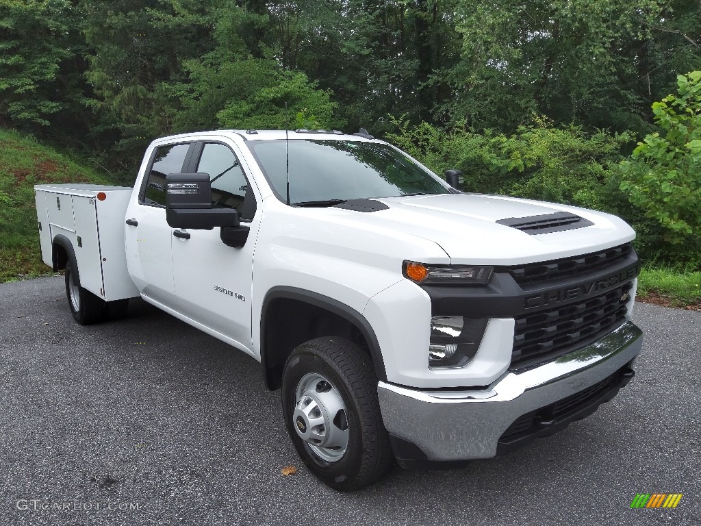 Summit White 2022 Chevrolet Silverado 3500HD Work Truck Crew Cab Chassis Exterior Photo #144714220