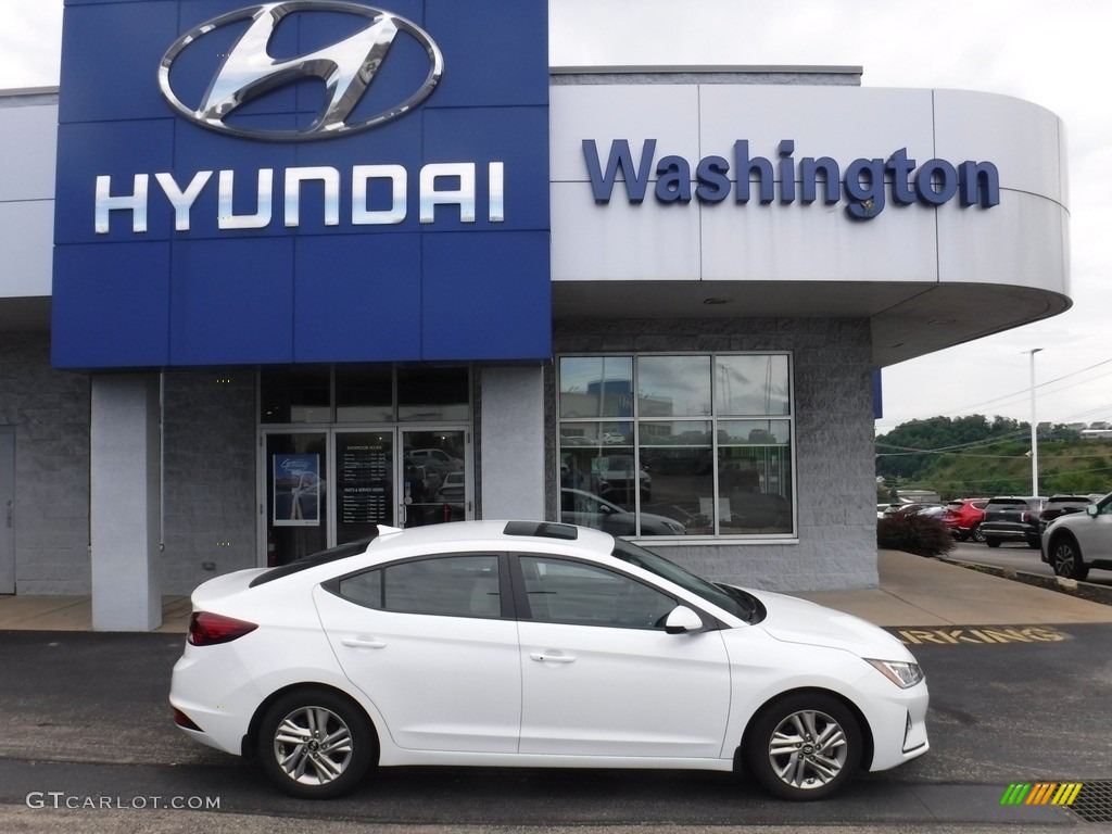 2019 Elantra Value Edition - Quartz White Pearl / Beige photo #2