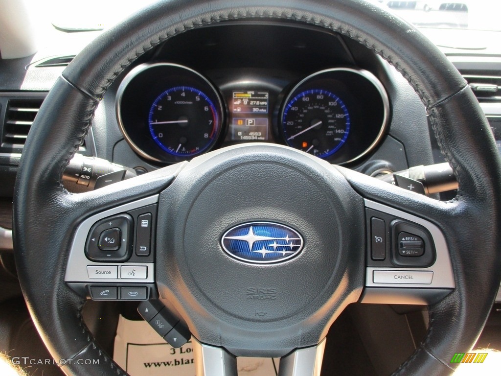 2015 Subaru Legacy 2.5i Limited Slate Black Steering Wheel Photo #144716020