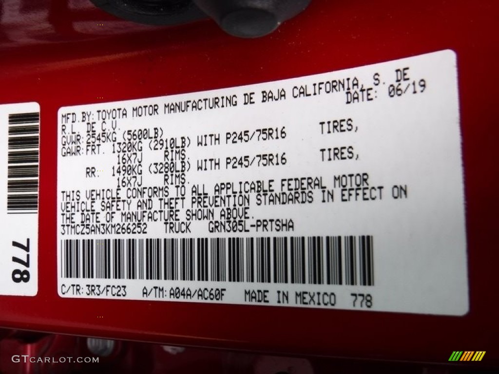 2019 Tacoma SR5 Double Cab 4x4 - Barcelona Red Metallic / Black photo #37