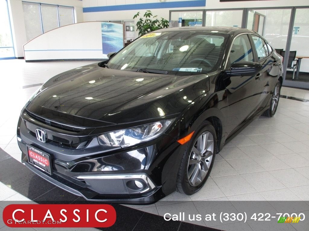 2019 Civic EX Sedan - Crystal Black Pearl / Black photo #1