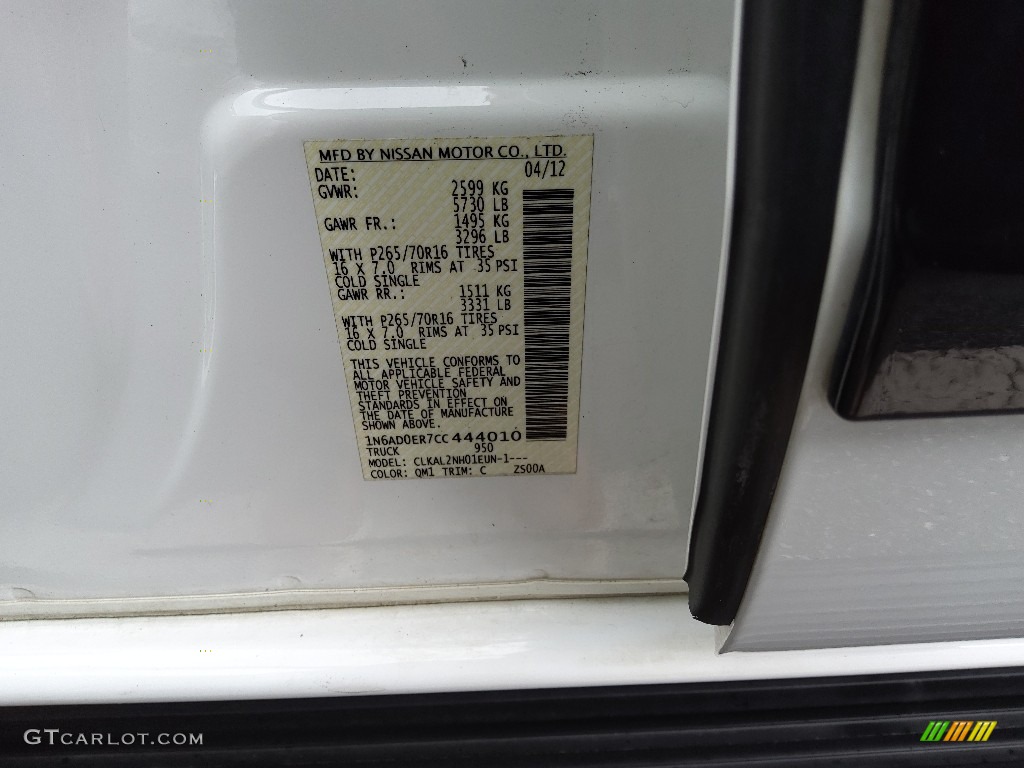 2012 Frontier SV Crew Cab - Avalanche White / Beige photo #23