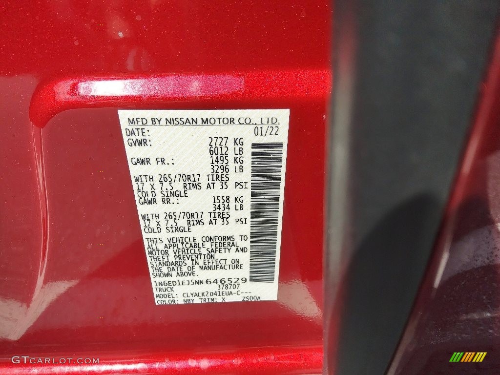 2022 Nissan Frontier Pro-X Crew Cab Color Code Photos